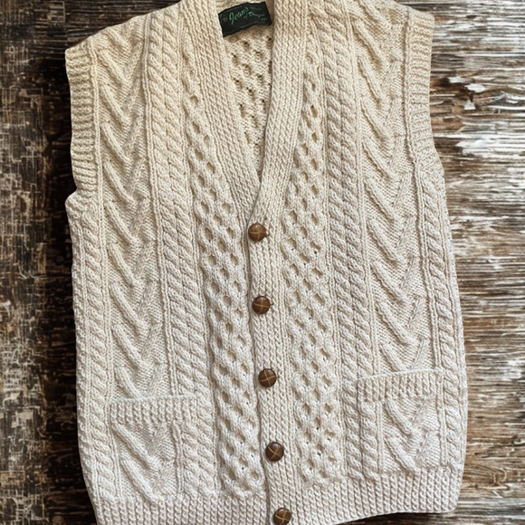 Jeans of Donegal Sweaters - Vintage 100% Wool Cardigan Vest! Handmade in Ireland!
